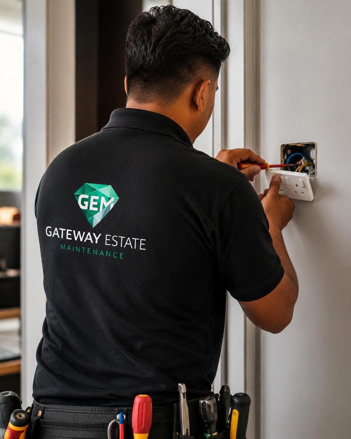 GEM electrician fitting a double socket